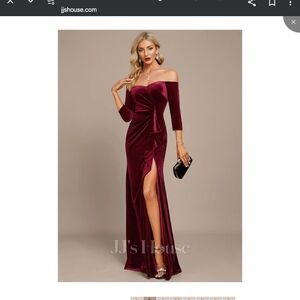 JJs HOUSE Black Off The Shoulder Draped Full Length Formal Evening Gown Sz 14